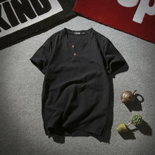 Load image into Gallery viewer, Sinicism Store 5XL Men Cotton Linen T-shirt Man 2019 Summer Casual T-shirts Men T Shirts Male V-Neck Short Sleeve Tees