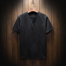 Load image into Gallery viewer, Sinicism Store 5XL Men Cotton Linen T-shirt Man 2019 Summer Casual T-shirts Men T Shirts Male V-Neck Short Sleeve Tees